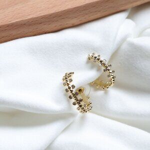 Kendra Scott Jada Gold White Crystal Small Hoop Earrings